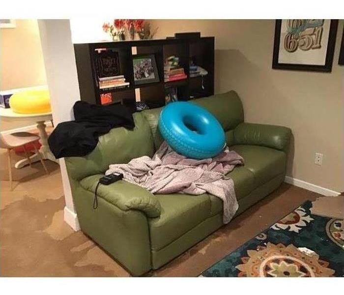 water damaged living room